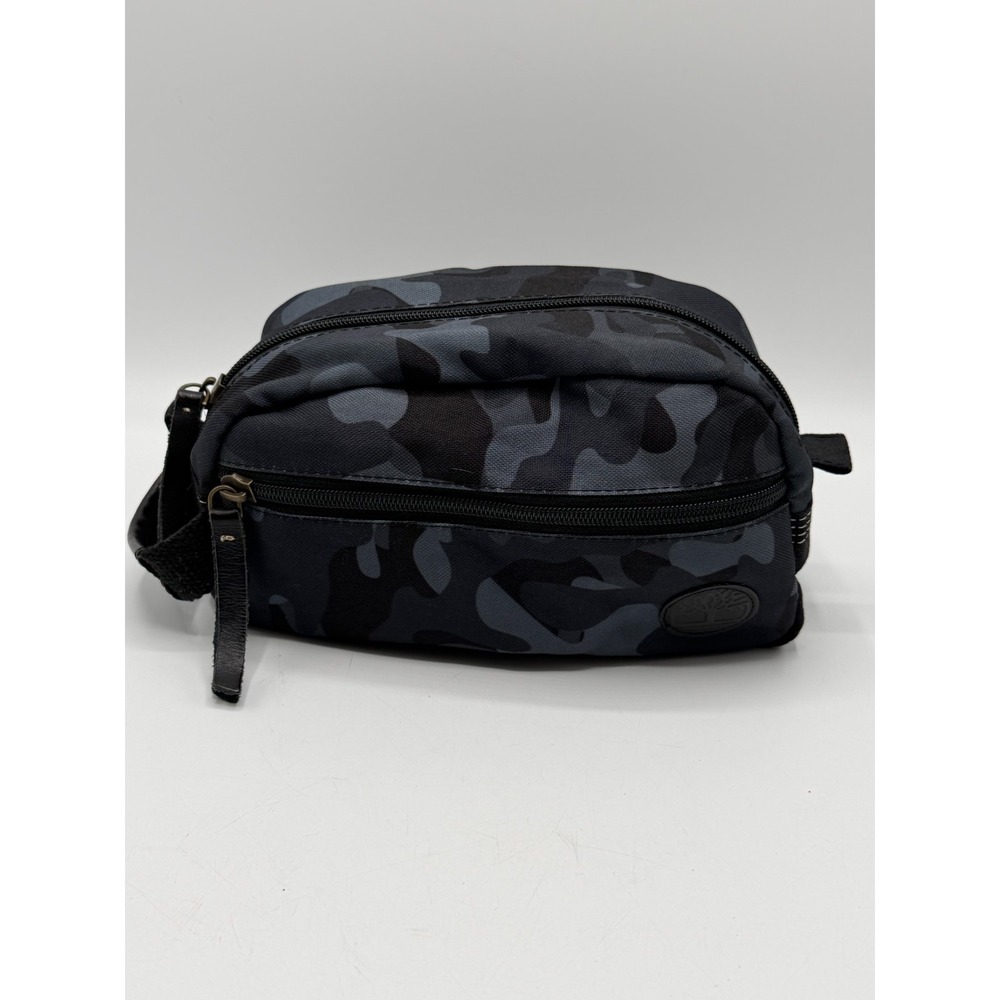 Timberland Core Camo Canvas Dopp Kit Travel Toiletry Bag Black Grey AS IS